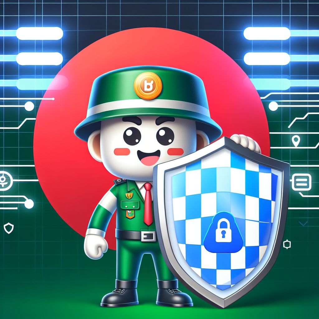cv5555 cartoon security mascot with login shield